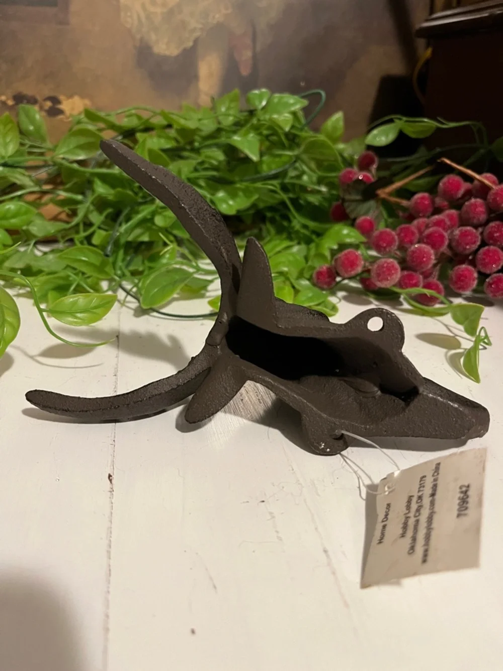 Cast Iron DEER HOOK HANGER - Heavy - Man Cave - Lodge - Cabin - Hunting - NWT